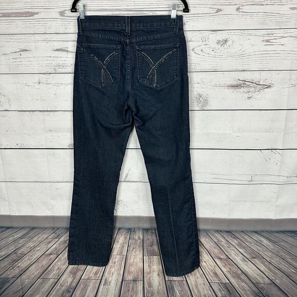 NYDJ Not Your Daughters Jeans Womens 6 Dark Wash Embellished Rhinestone Straight - Picture 7 of 16